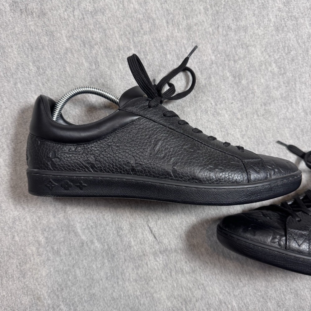 LOUIS VUITTON Luxembourg Monogram Shoes Black Mens Size US 9.5 Sneakers - Picture 3 of 16